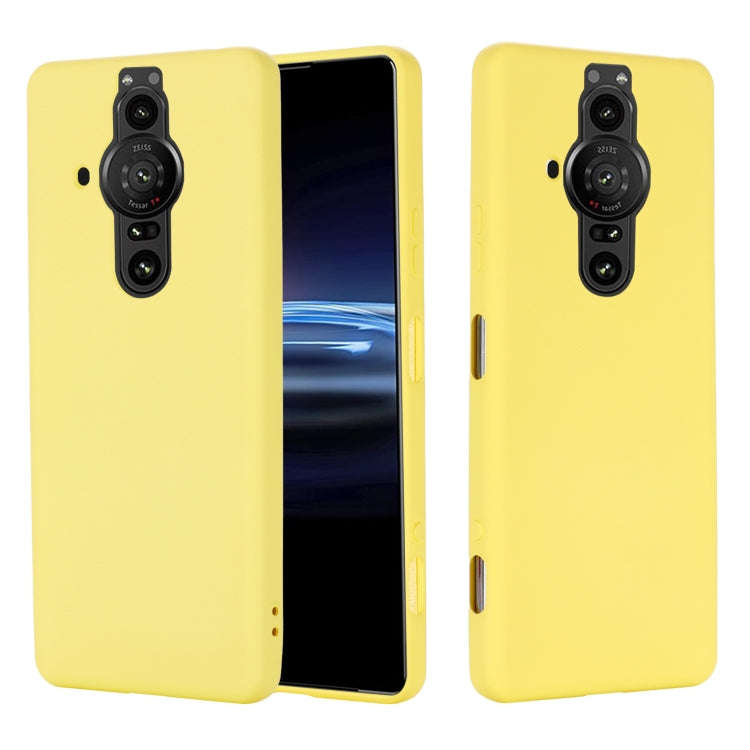 For Sony Xperia Pro-I Pure Color Liquid Silicone Phone Case(Yellow)