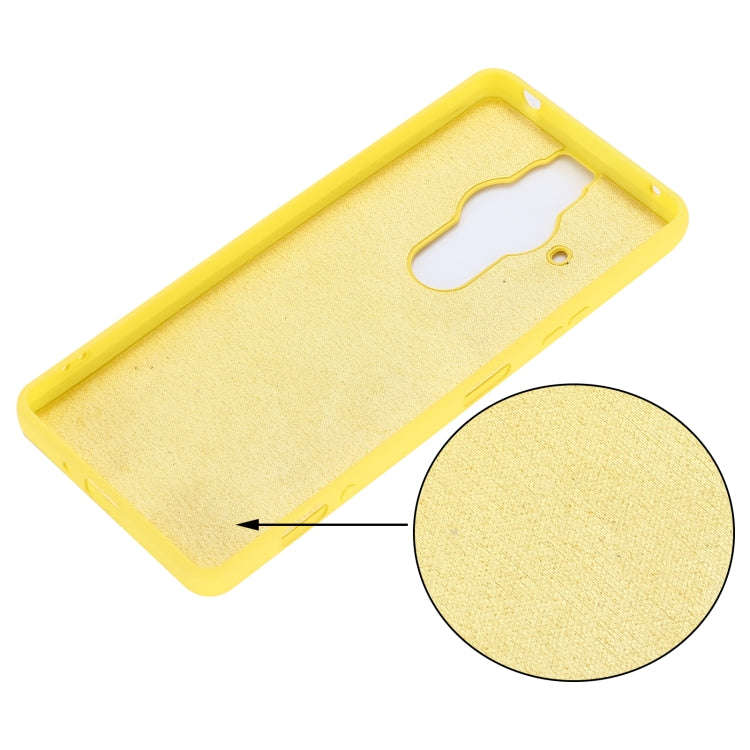 For Sony Xperia Pro-I Pure Color Liquid Silicone Phone Case(Yellow)