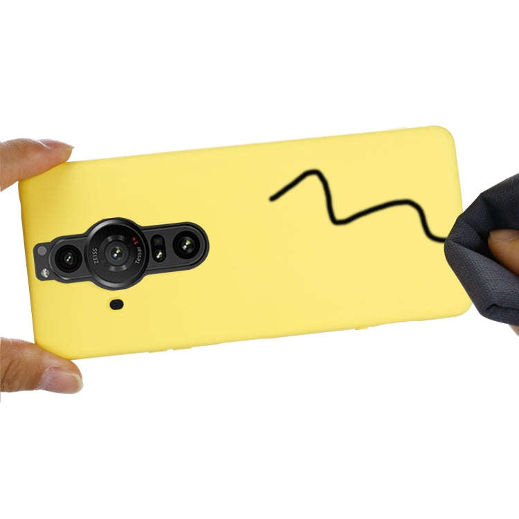 For Sony Xperia Pro-I Pure Color Liquid Silicone Phone Case(Yellow)
