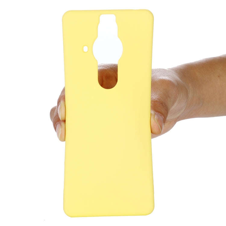 For Sony Xperia Pro-I Pure Color Liquid Silicone Phone Case(Yellow)