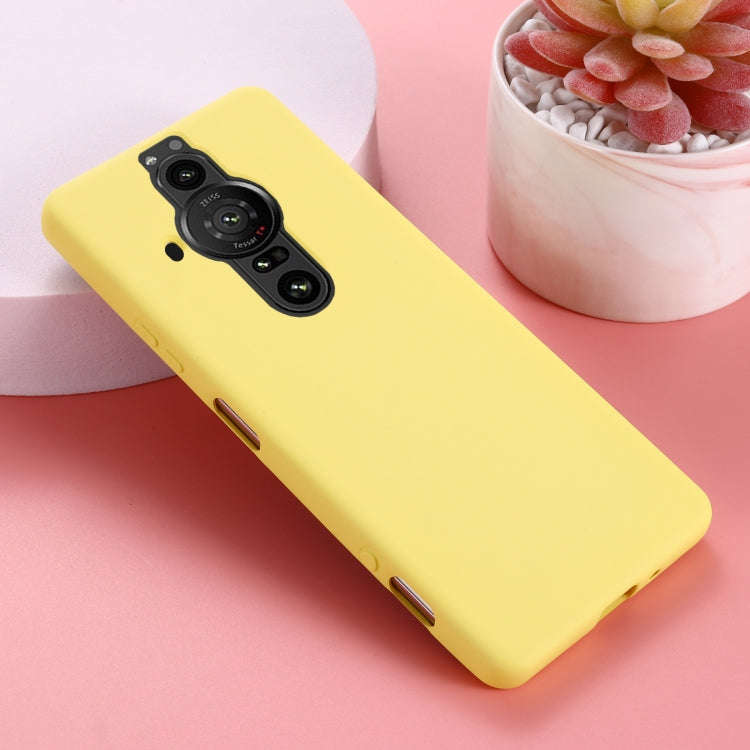For Sony Xperia Pro-I Pure Color Liquid Silicone Phone Case(Yellow)