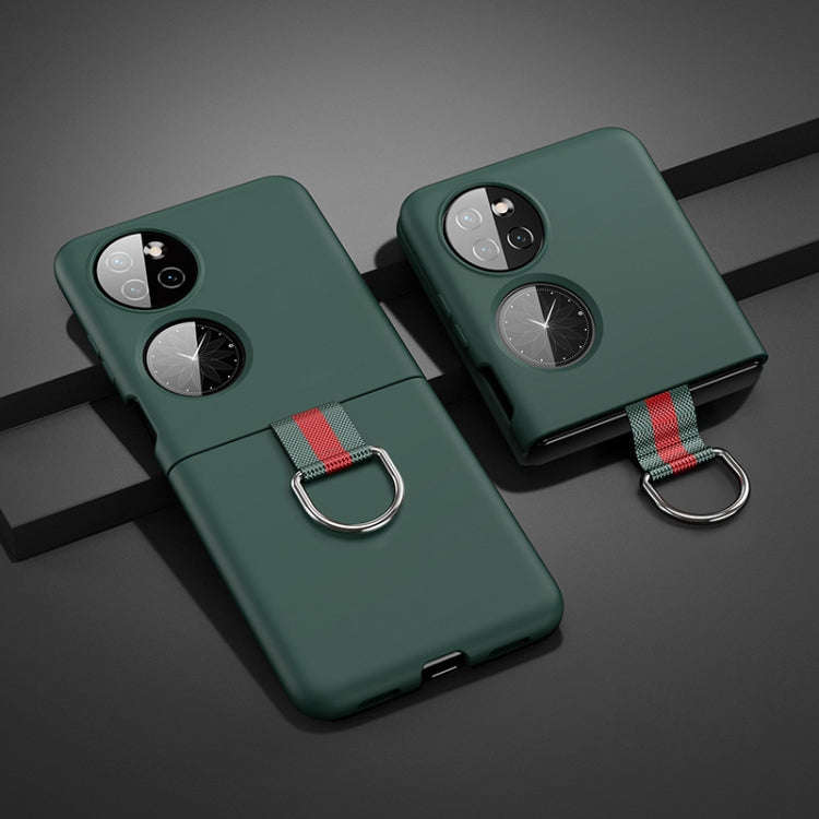 For Huawei P50 Pocket Ring Holder PC Phone Case(Green)