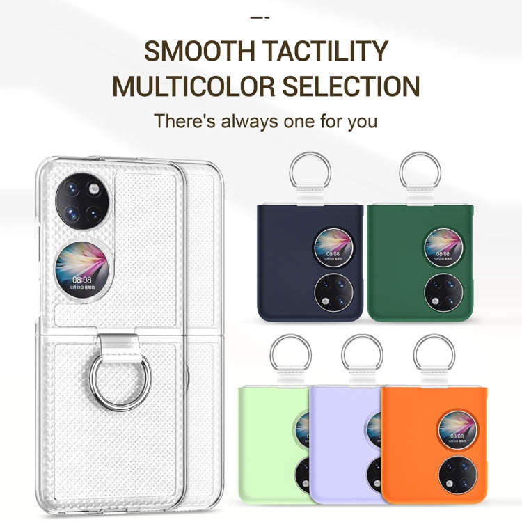 For Huawei P50 Pocket Ring Holder Transparent PC Phone Case(Dark Green)