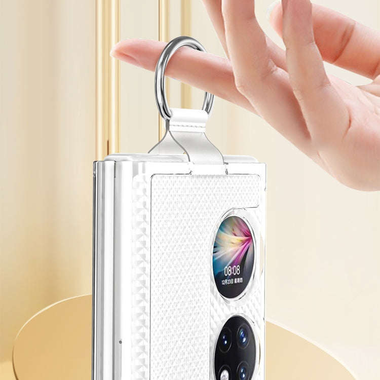 For Huawei P50 Pocket Ring Holder Transparent PC Phone Case(Dark Green)