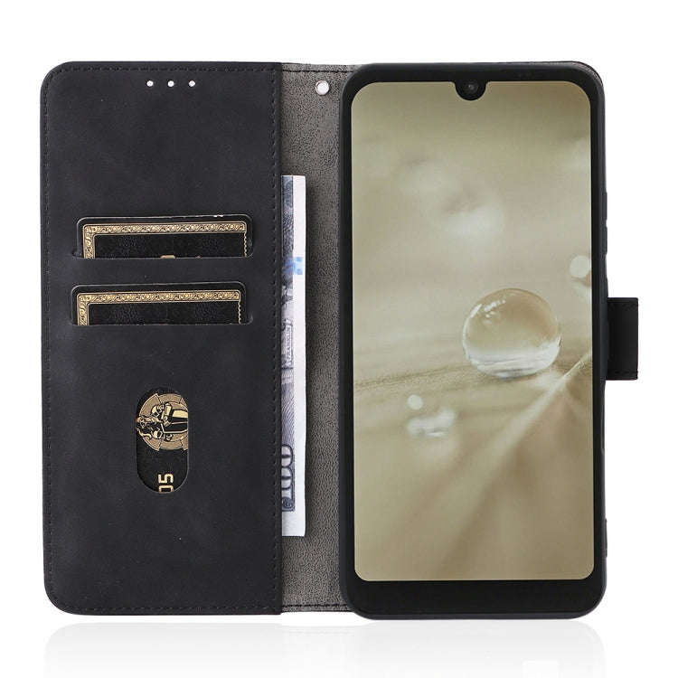 For Sharp Aquos Wish SHG06 Skin Feel Magnetic Buckle Calf Texture PU Phone Case(Black)