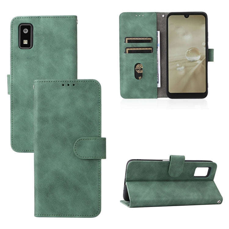 For Sharp Aquos Wish SHG06 Skin Feel Magnetic Buckle Calf Texture PU Phone Case(Green)