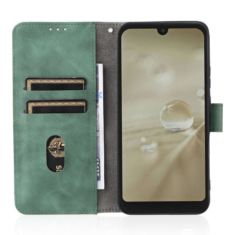 For Sharp Aquos Wish SHG06 Skin Feel Magnetic Buckle Calf Texture PU Phone Case(Green)