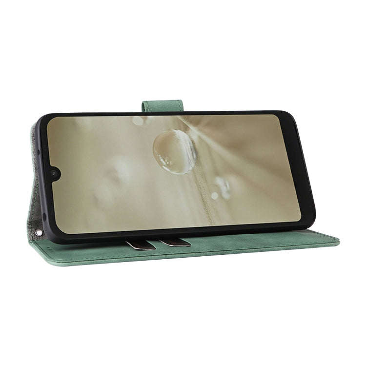 For Sharp Aquos Wish SHG06 Skin Feel Magnetic Buckle Calf Texture PU Phone Case(Green)