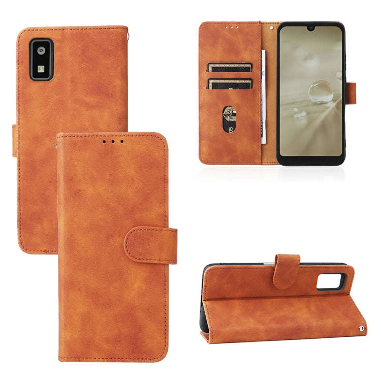 For Sharp Aquos Wish SHG06 Skin Feel Magnetic Buckle Calf Texture PU Phone Case(Brown)