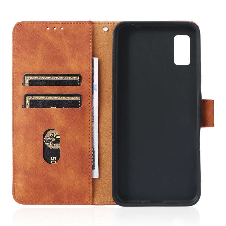 For Sharp Aquos Wish SHG06 Skin Feel Magnetic Buckle Calf Texture PU Phone Case(Brown)