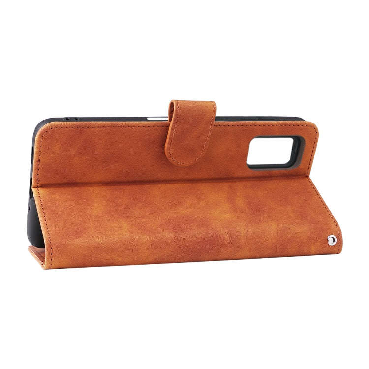 For Sharp Aquos Wish SHG06 Skin Feel Magnetic Buckle Calf Texture PU Phone Case(Brown)