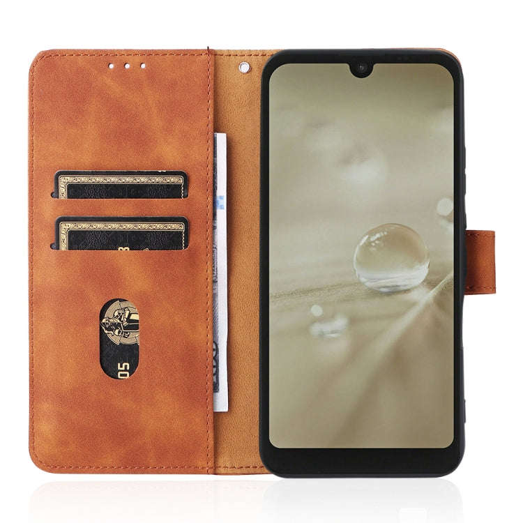 For Sharp Aquos Wish SHG06 Skin Feel Magnetic Buckle Calf Texture PU Phone Case(Brown)