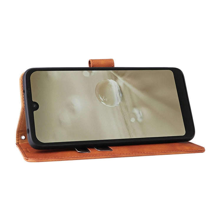 For Sharp Aquos Wish SHG06 Skin Feel Magnetic Buckle Calf Texture PU Phone Case(Brown)