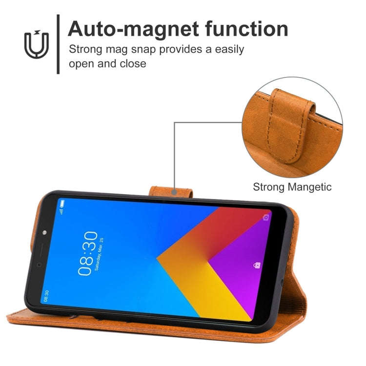 Leather Phone Case For Itel A55(Brown)