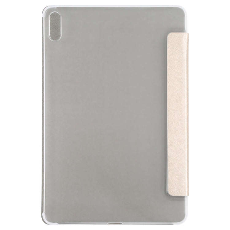 For Huawei MatePad 11 2021 Silk Texture Three-fold Leather Tablet Case(Gold)