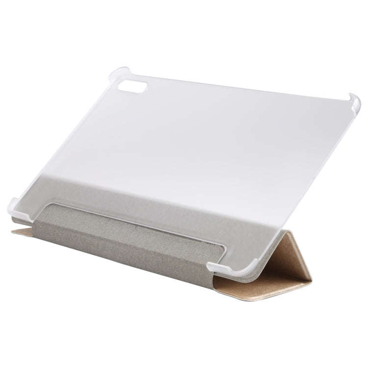 For Huawei MatePad 11 2021 Silk Texture Three-fold Leather Tablet Case(Gold)