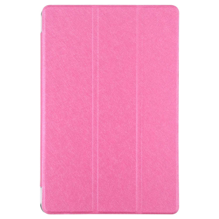For Huawei MatePad 11 2021 Silk Texture Three-fold Leather Tablet Case(Rose Red)