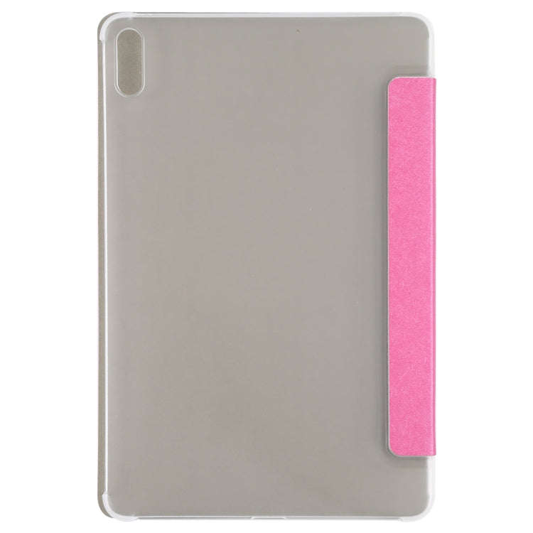 For Huawei MatePad 11 2021 Silk Texture Three-fold Leather Tablet Case(Rose Red)