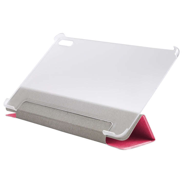 For Huawei MatePad 11 2021 Silk Texture Three-fold Leather Tablet Case(Rose Red)