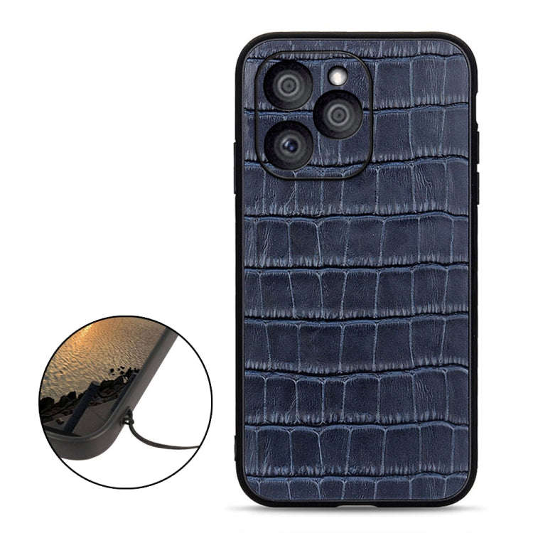 For Honor 60 SE Crocodile Texture Genuine Leather Shockproof Phone Case(Blue)