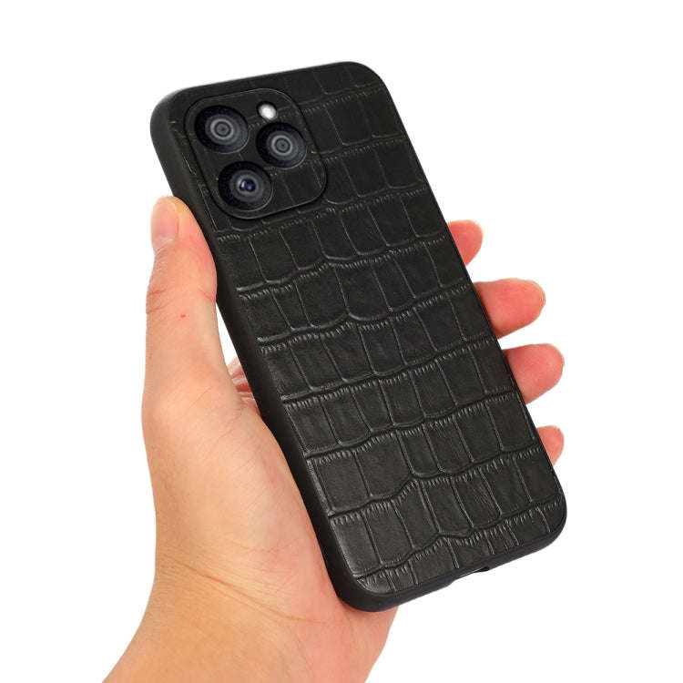 For Honor 60 SE Crocodile Texture Genuine Leather Shockproof Phone Case(Blue)