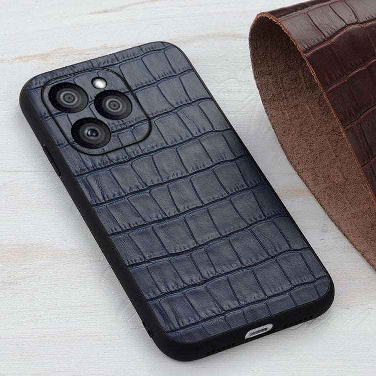 For Honor 60 SE Crocodile Texture Genuine Leather Shockproof Phone Case(Blue)