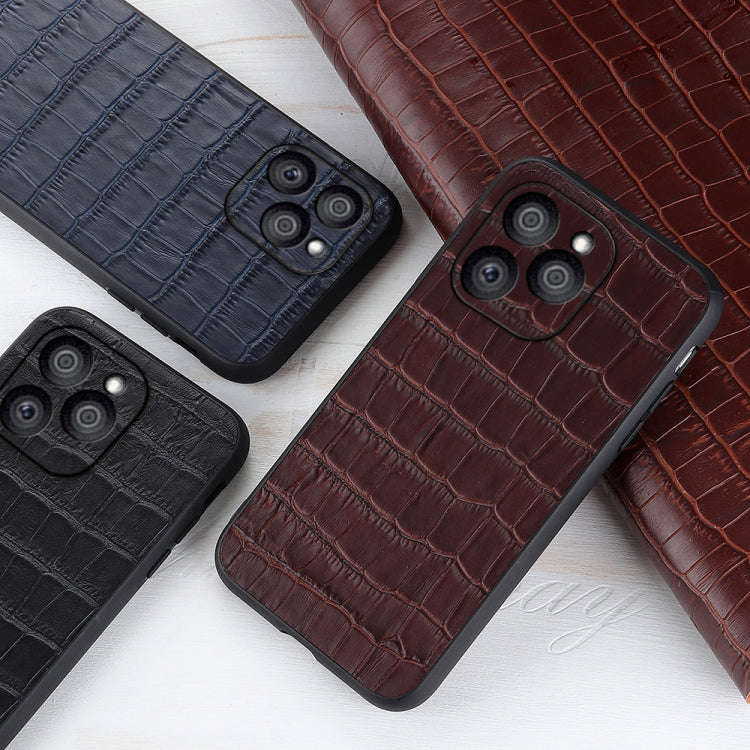 For Honor 60 SE Crocodile Texture Genuine Leather Shockproof Phone Case(Blue)
