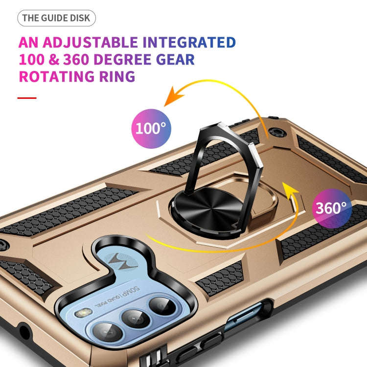 For Motorola Moto G31 / G41 Shockproof TPU + PC Phone Case with Holder(Gold)