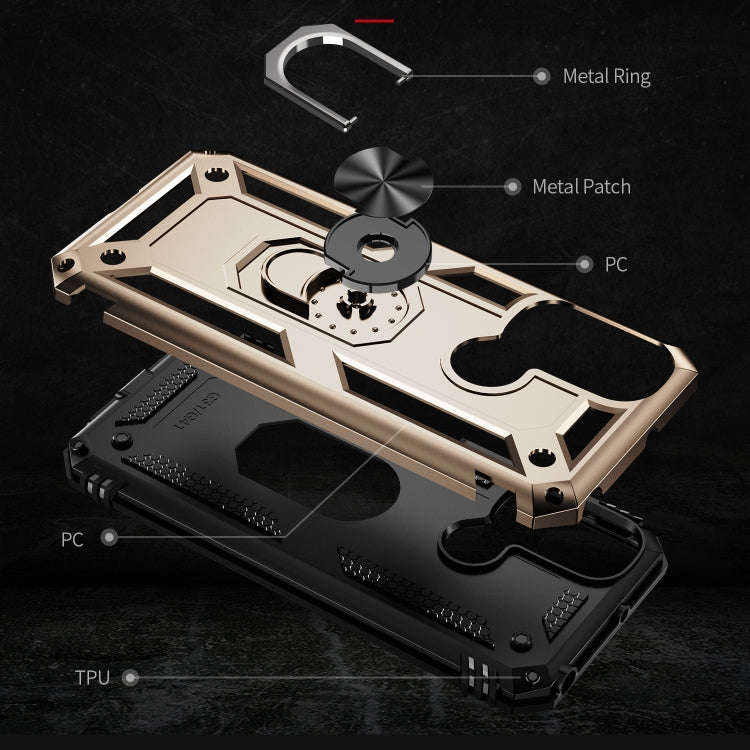 For Motorola Moto G31 / G41 Shockproof TPU + PC Phone Case with Holder(Gold)