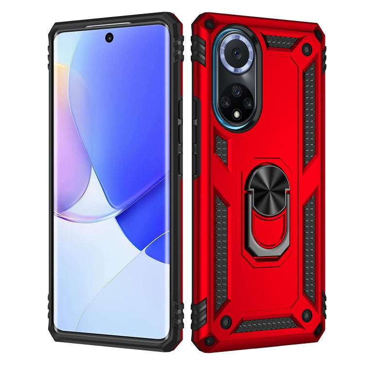 For Huawei nova 9 Shockproof TPU + PC Holder Phone Case(Red)