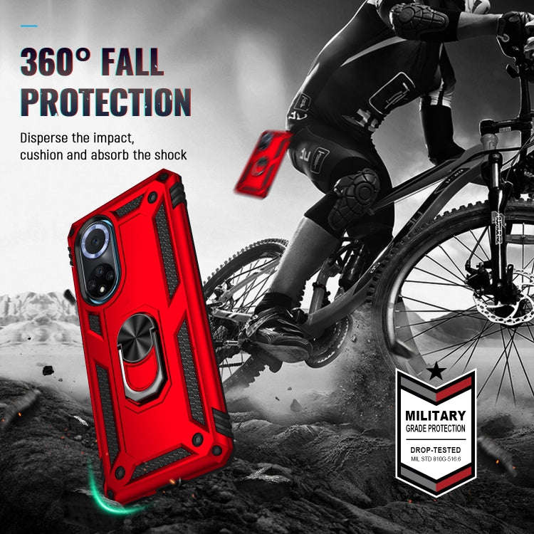 For Huawei nova 9 Shockproof TPU + PC Holder Phone Case(Red)