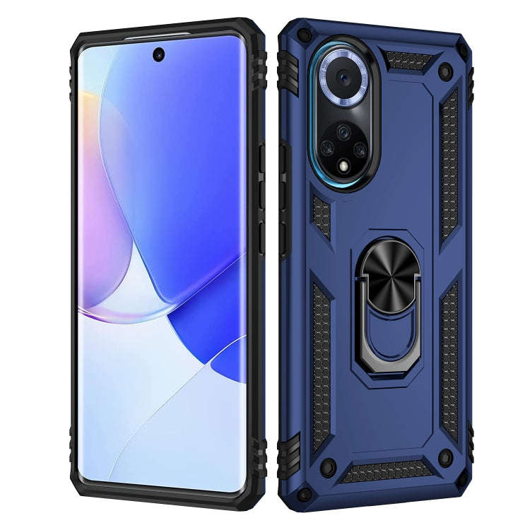 For Huawei nova 9 Shockproof TPU + PC Holder Phone Case(Blue)
