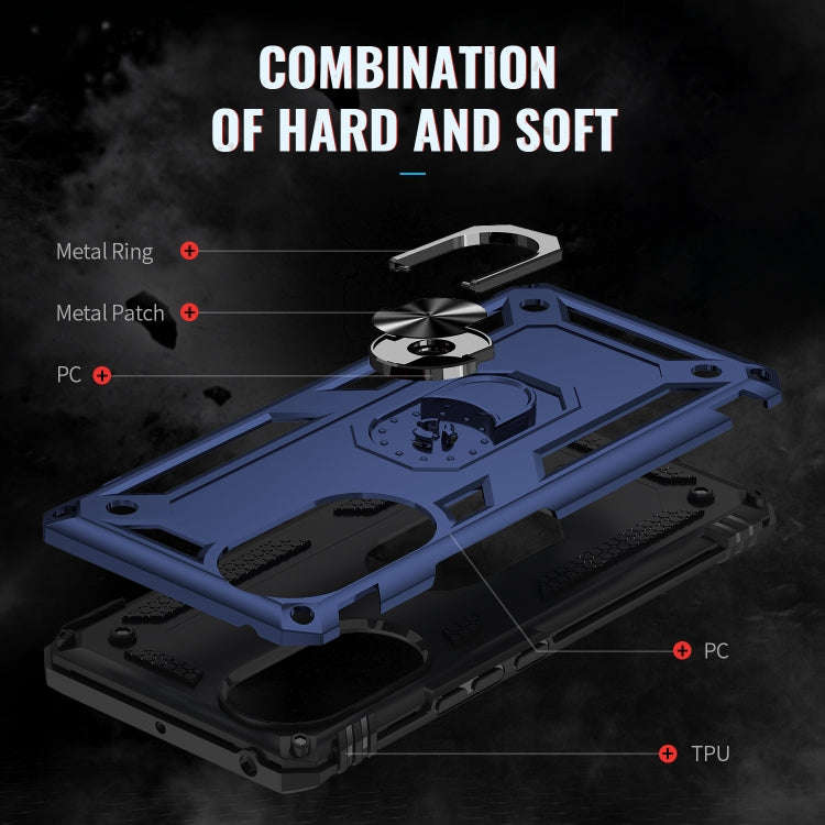 For Huawei nova 9 Shockproof TPU + PC Holder Phone Case(Blue)