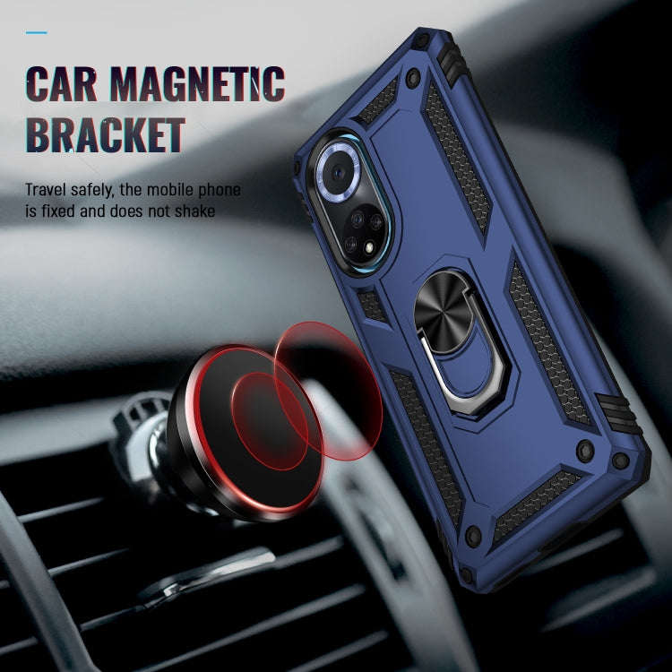 For Huawei nova 9 Shockproof TPU + PC Holder Phone Case(Blue)