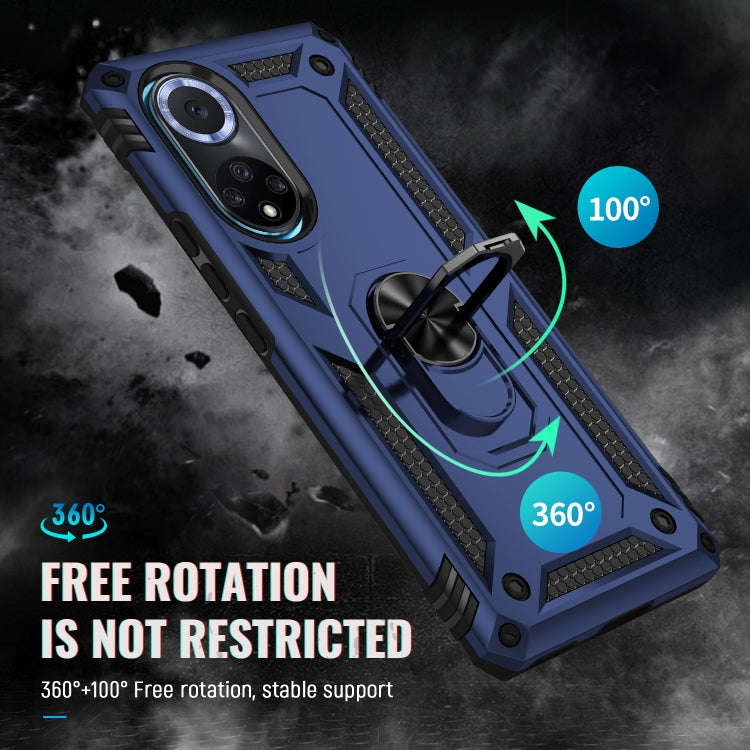 For Huawei nova 9 Shockproof TPU + PC Holder Phone Case(Blue)