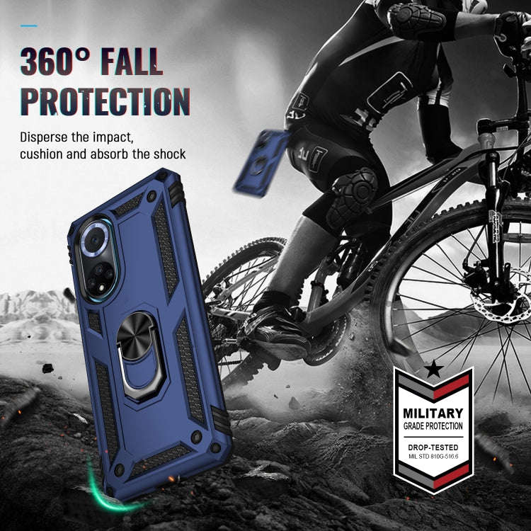 For Huawei nova 9 Shockproof TPU + PC Holder Phone Case(Blue)