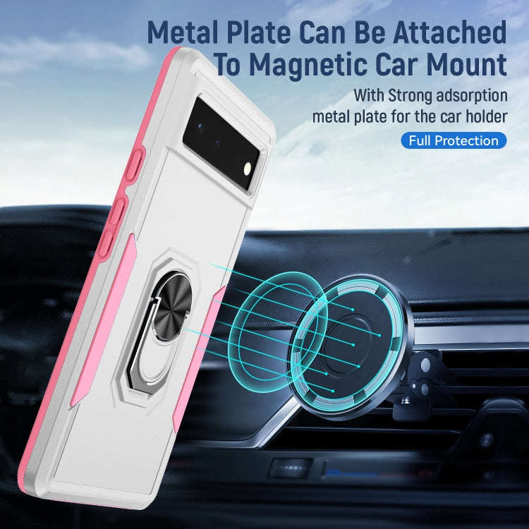 For Google Pixel 6 Pioneer Armor Heavy Duty PC + TPU Holder Phone Case(White)
