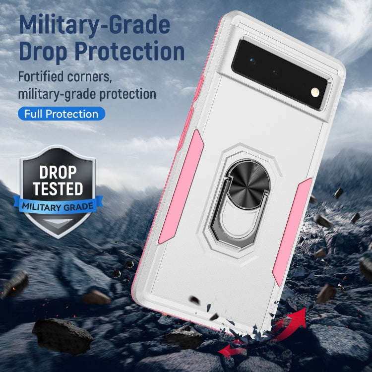 For Google Pixel 6 Pioneer Armor Heavy Duty PC + TPU Holder Phone Case(White)