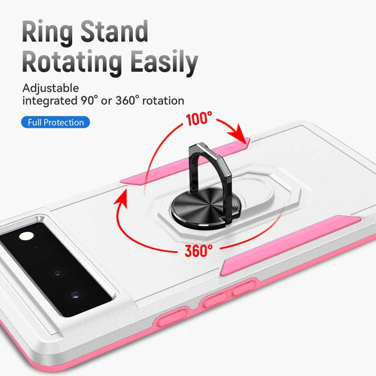 For Google Pixel 6 Pioneer Armor Heavy Duty PC + TPU Holder Phone Case(White)