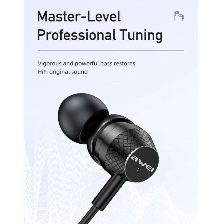 awei TC-5 Type-C / USB-C Mini Stereo In-ear Wired Earphone(Black)