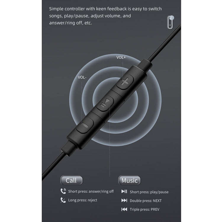 awei TC-6 Type-C / USB-C Mini Stereo In-ear Wired Earphone(Black)