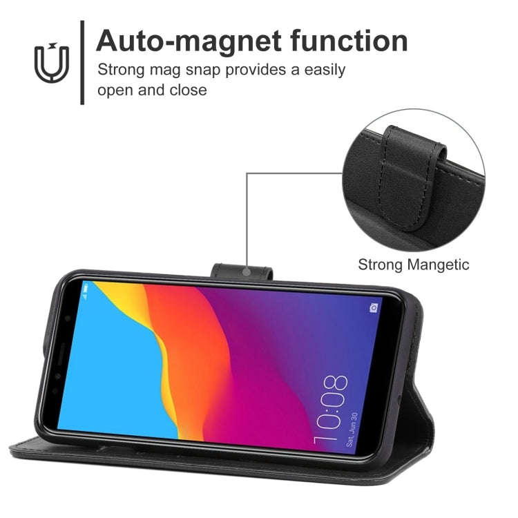 Leather Phone Case For Honor 7A Pro(Black)