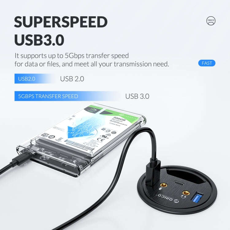 ORICO DESK-4U-BK 4 USB3.0 Port Multifunction Desktop Hub(Black)