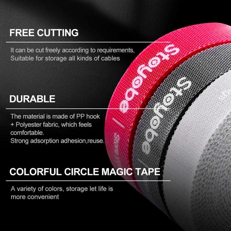 DUX DUICS Stoyobe Circle Hook and Loop Cable Ties, Length: 3m(Red)