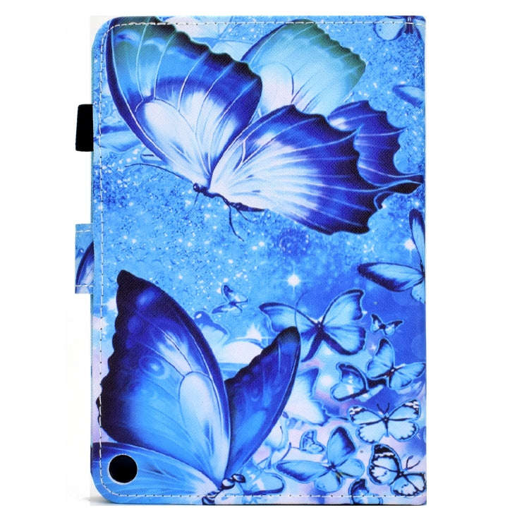 For Amazon Kindle Fire HD 10 2021 Sewing Pen Slot Leather Tablet Case(Butterflies)