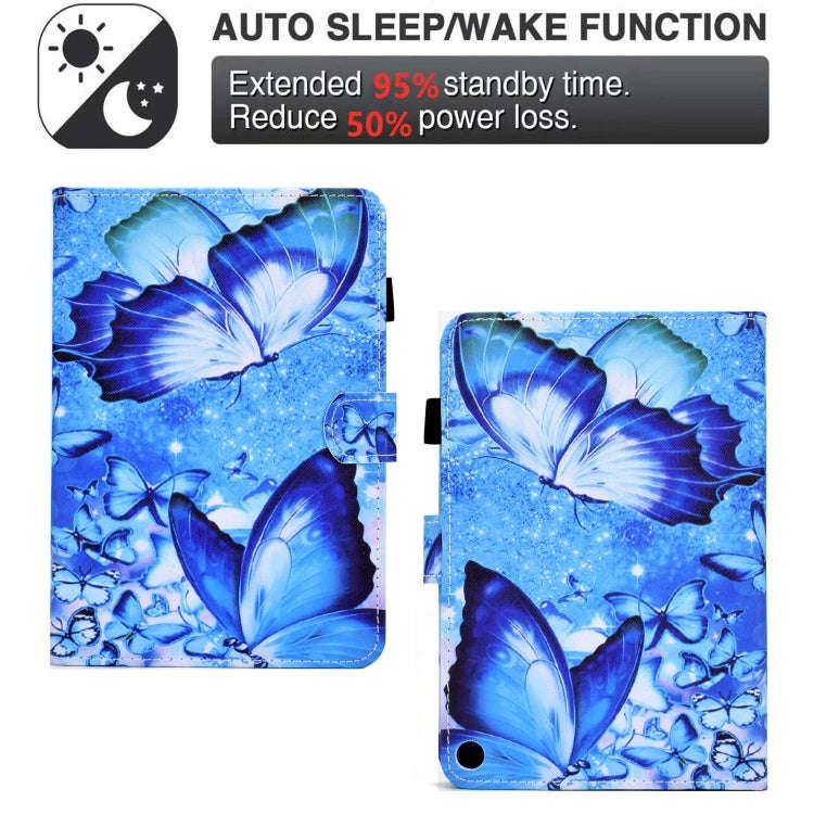 For Amazon Kindle Fire HD 10 2021 Sewing Pen Slot Leather Tablet Case(Butterflies)