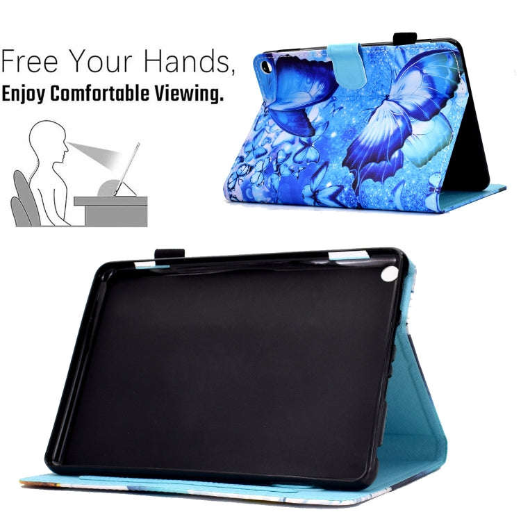 For Amazon Kindle Fire HD 10 2021 Sewing Pen Slot Leather Tablet Case(Butterflies)