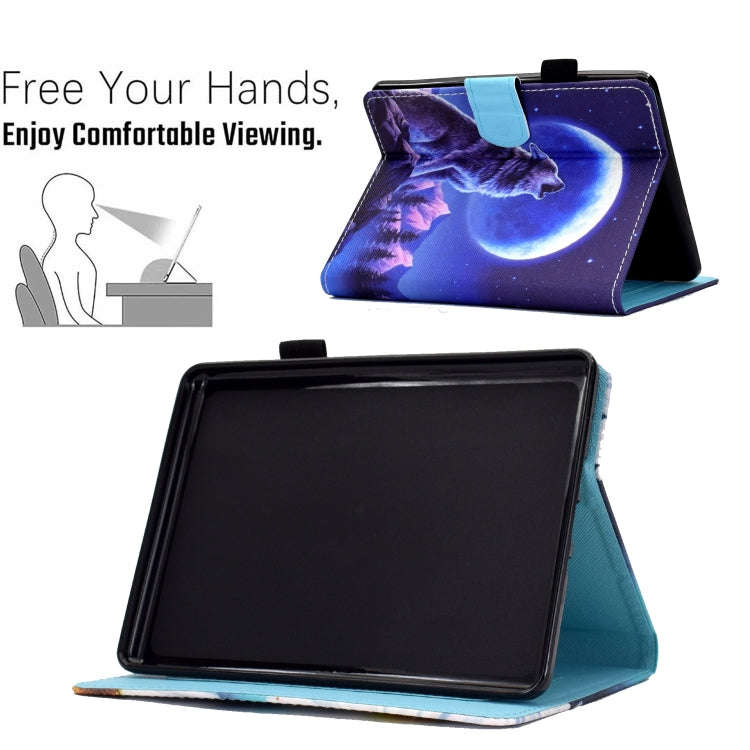 For Amazon Kindle Paperwhite 4 / 3 / 2 / 1 Sewing Pen Slot Leather Tablet Case(Night Wolf)