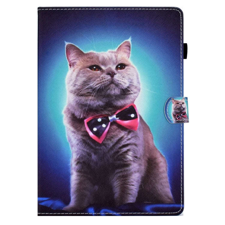 For Lenovo Tab M10 Sewing Pen Slot Leather Tablet Case(Bow Tie Cat)