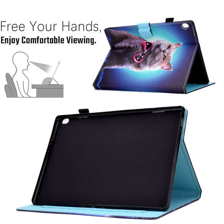 For Lenovo Tab M10 Sewing Pen Slot Leather Tablet Case(Bow Tie Cat)